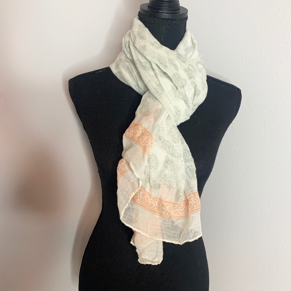 White & Gray Branches Lightweight Scarf